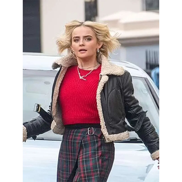 Ruby Sunday Doctor Who Black Leather Shearling Jacket
