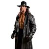 The Undertaker Black Leather Trench Coat