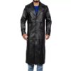 undertaker black leather trench coat