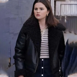 Selena Gomez Black Shearling Jacket Only Murders in the Building