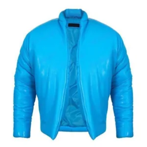 blue puffer jacket