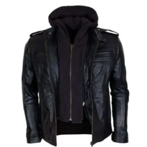 Black hooded jacket