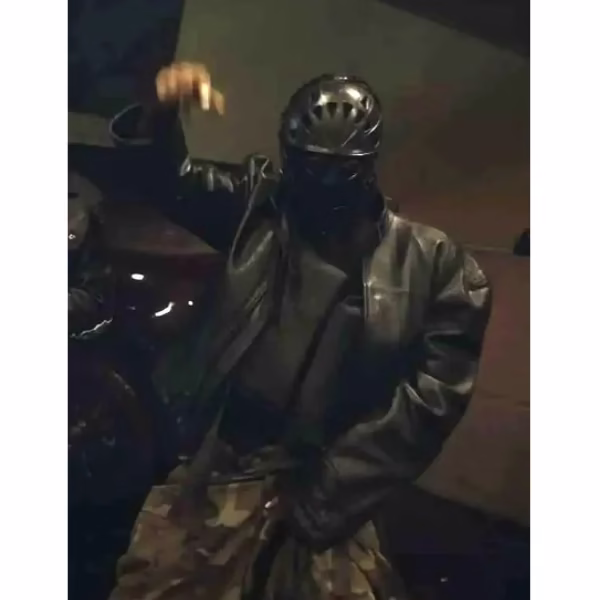 man in black jacket and a mask on face