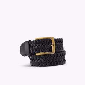 Premium Black Woven Leather Belt