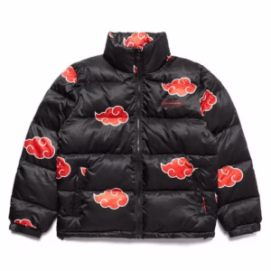 Naruto Akatsuki Red Cloud Puffer Jacket