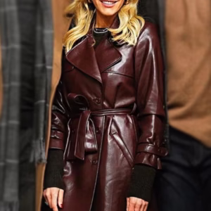 NFL Charissa Thompson Brown Leather Coat