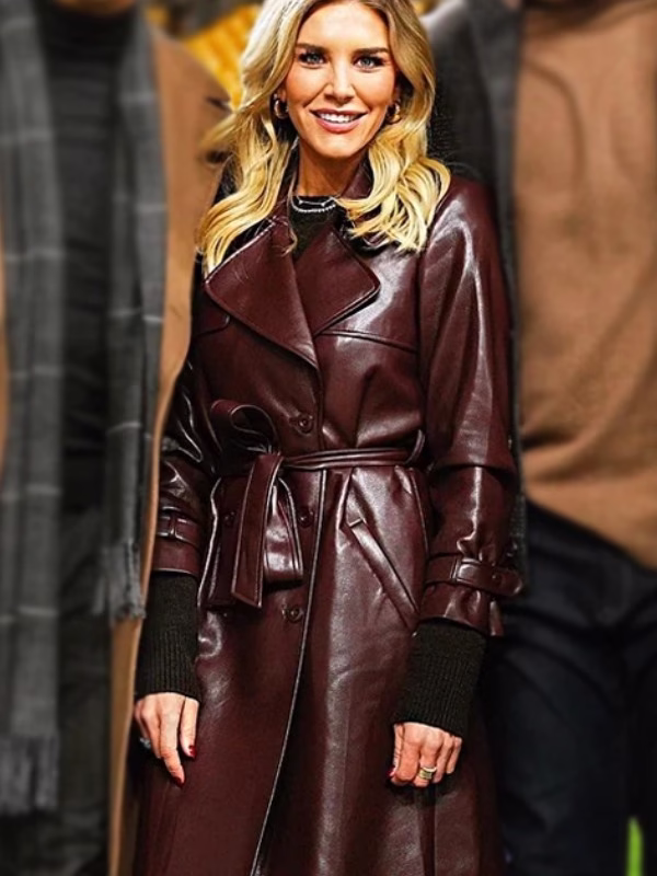 NFL Charissa Thompson Brown Leather Coat
