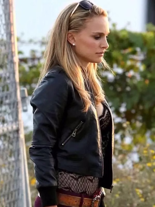 Natalie Portman Black Leather Jacket - Image 3