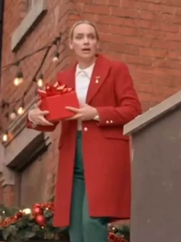 Rachel Skarsten Christmas Charade Red Coat - Image 2