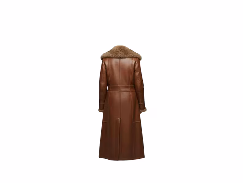 Bane Brown Real Leather Shearling Coat - Image 6