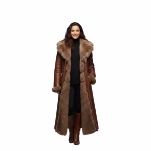 Bane Brown Real Leather Shearling Coat