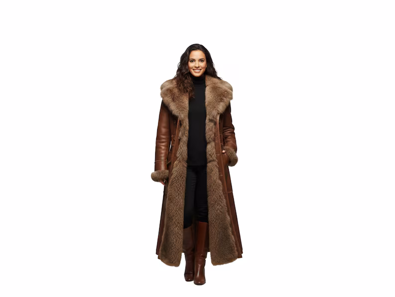 Bane Brown Real Leather Shearling Coat