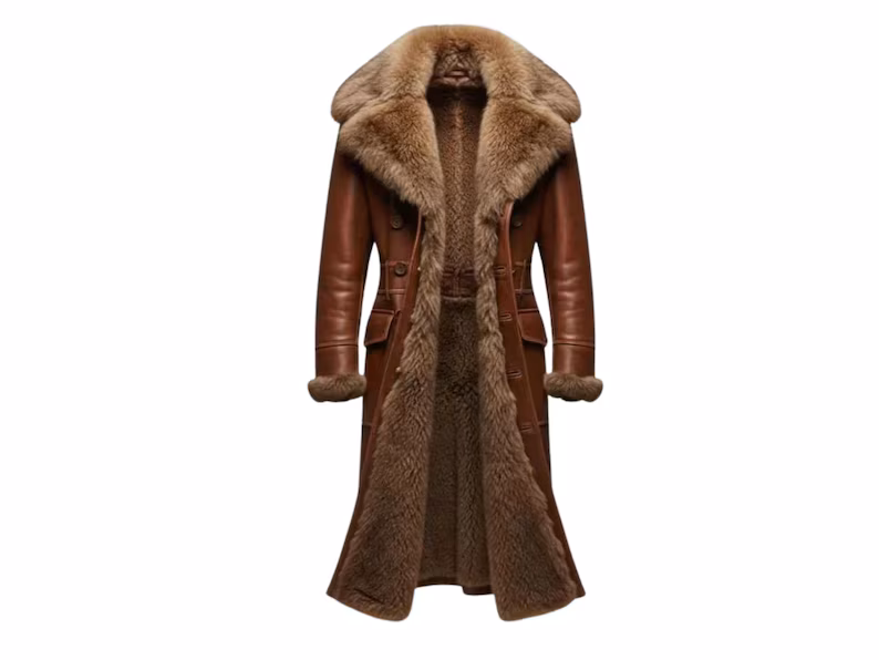 Bane Brown Real Leather Shearling Coat - Image 3