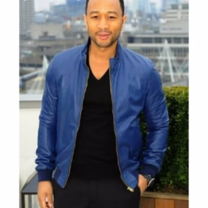 John Legend Inspired Blue Leather Jacket