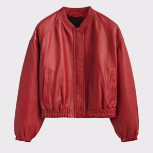Women’s Red Premium Leather Bomber