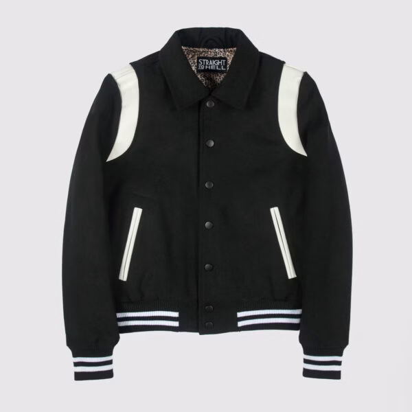 Black And White Men's Varsity Letterman Jacket