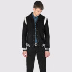 Black And White Men's Varsity Letterman Jacket - Image 7