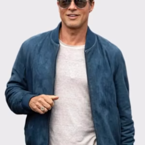 Brad Pitt F1 Blue Leather Jacket