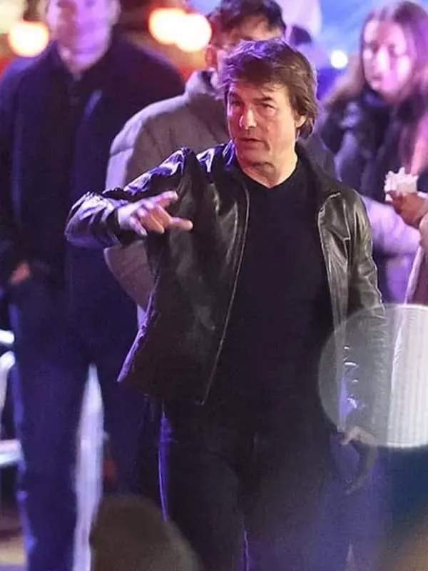 Tom Cruise MI8 Black Leather Jacket